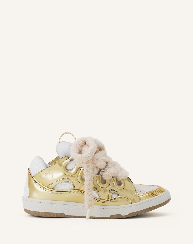 CURB METALLIC LEATHER SNEAKERS WITH MESH LACES 1