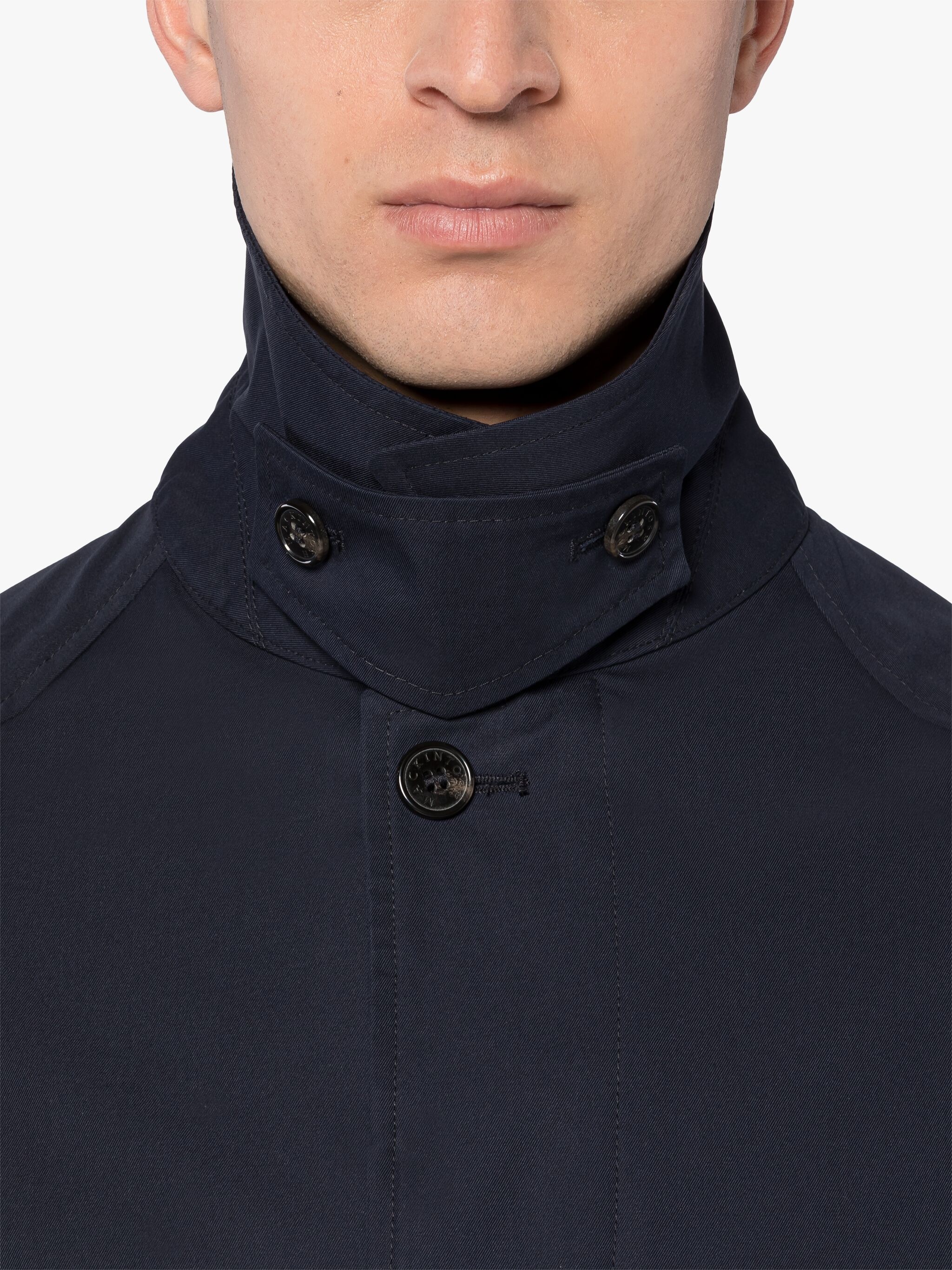 SELWYN NAVY COTTON OVERCOAT - 5