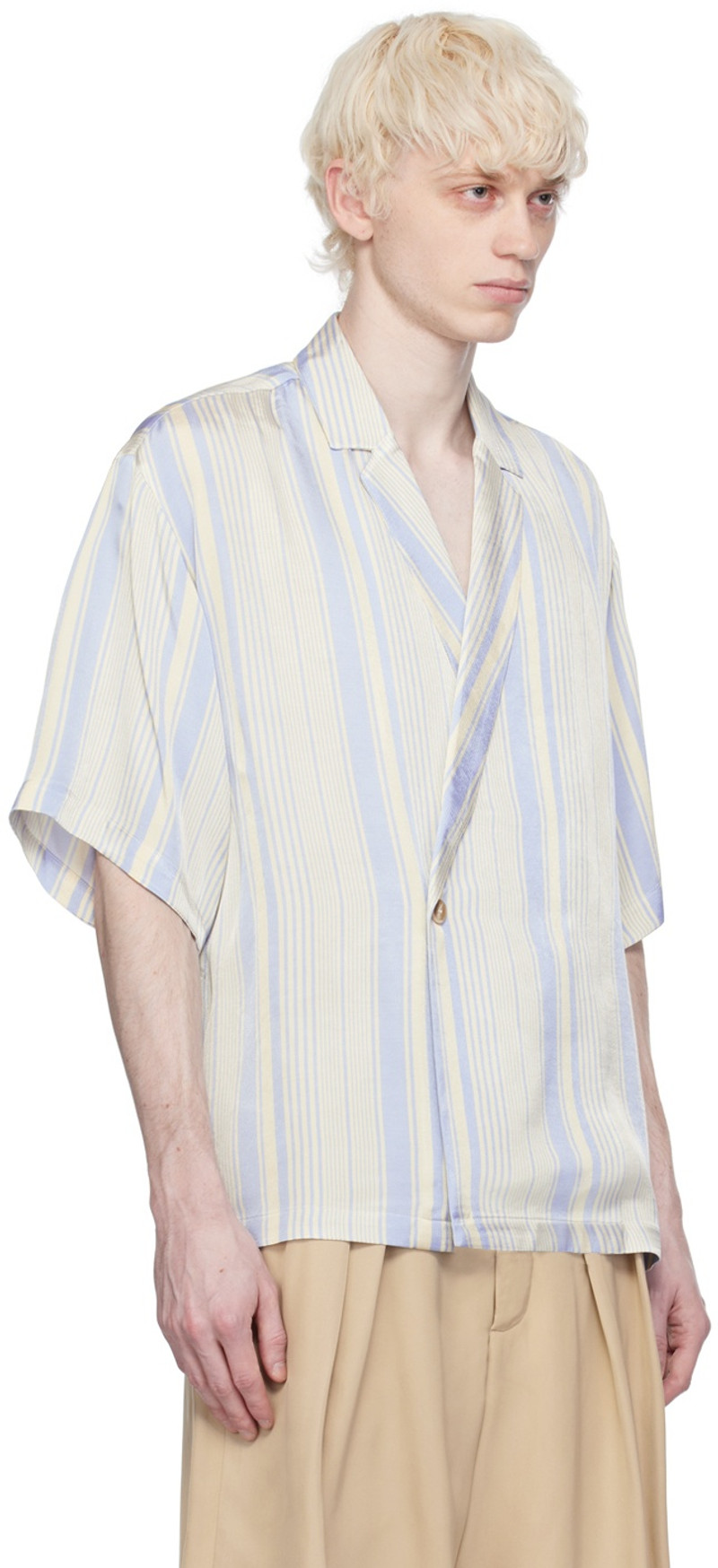 KING & TUCKFIELD Off-White Notch Collar Wrap Shirt outlook