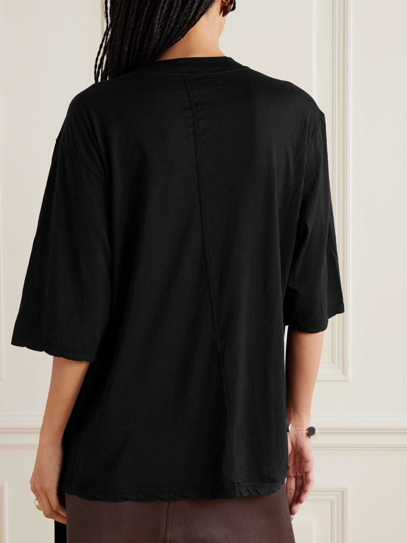 Walrus paneled cotton-jersey T-shirt Black - 4