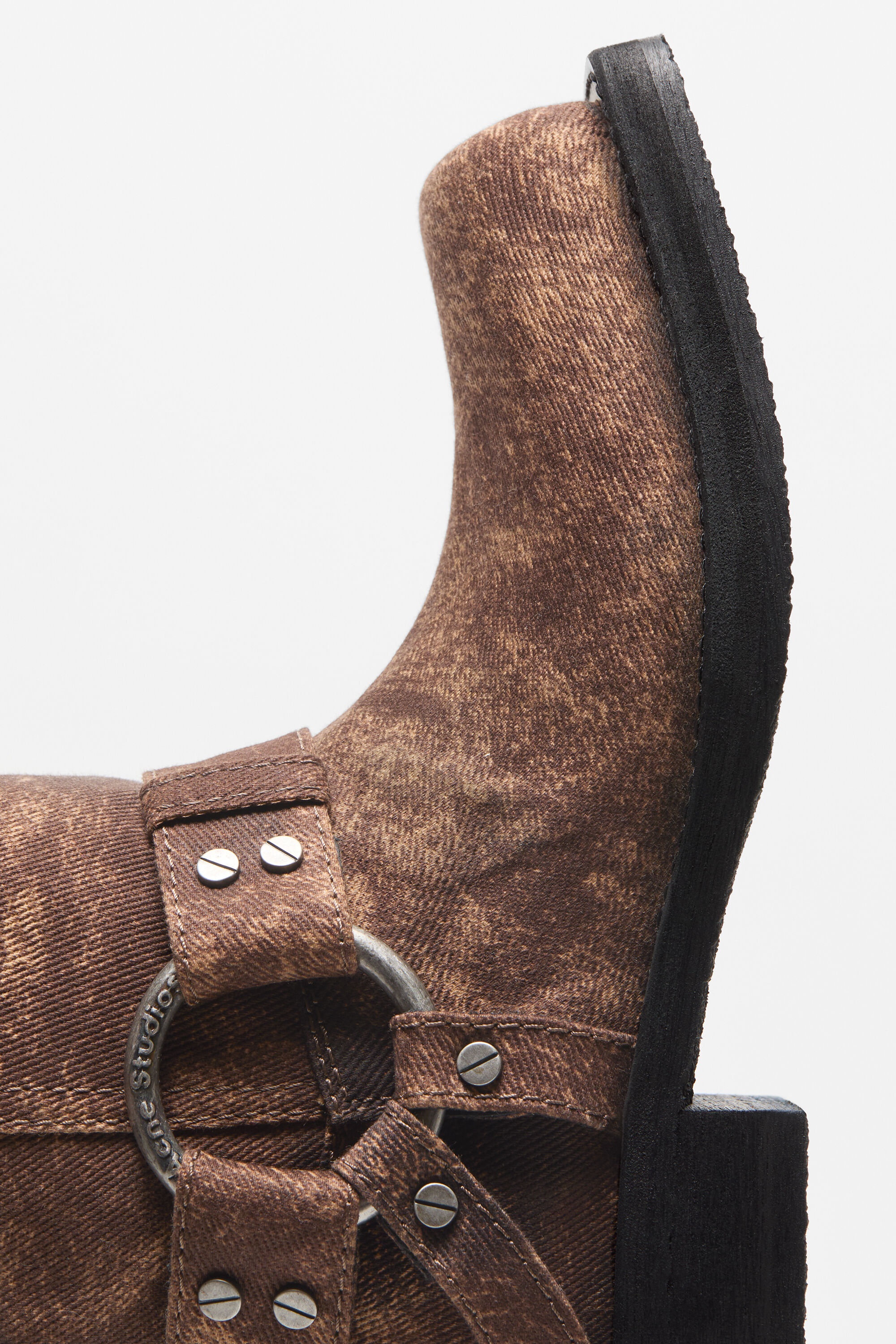 Denim buckle boots - Rust brown - 3