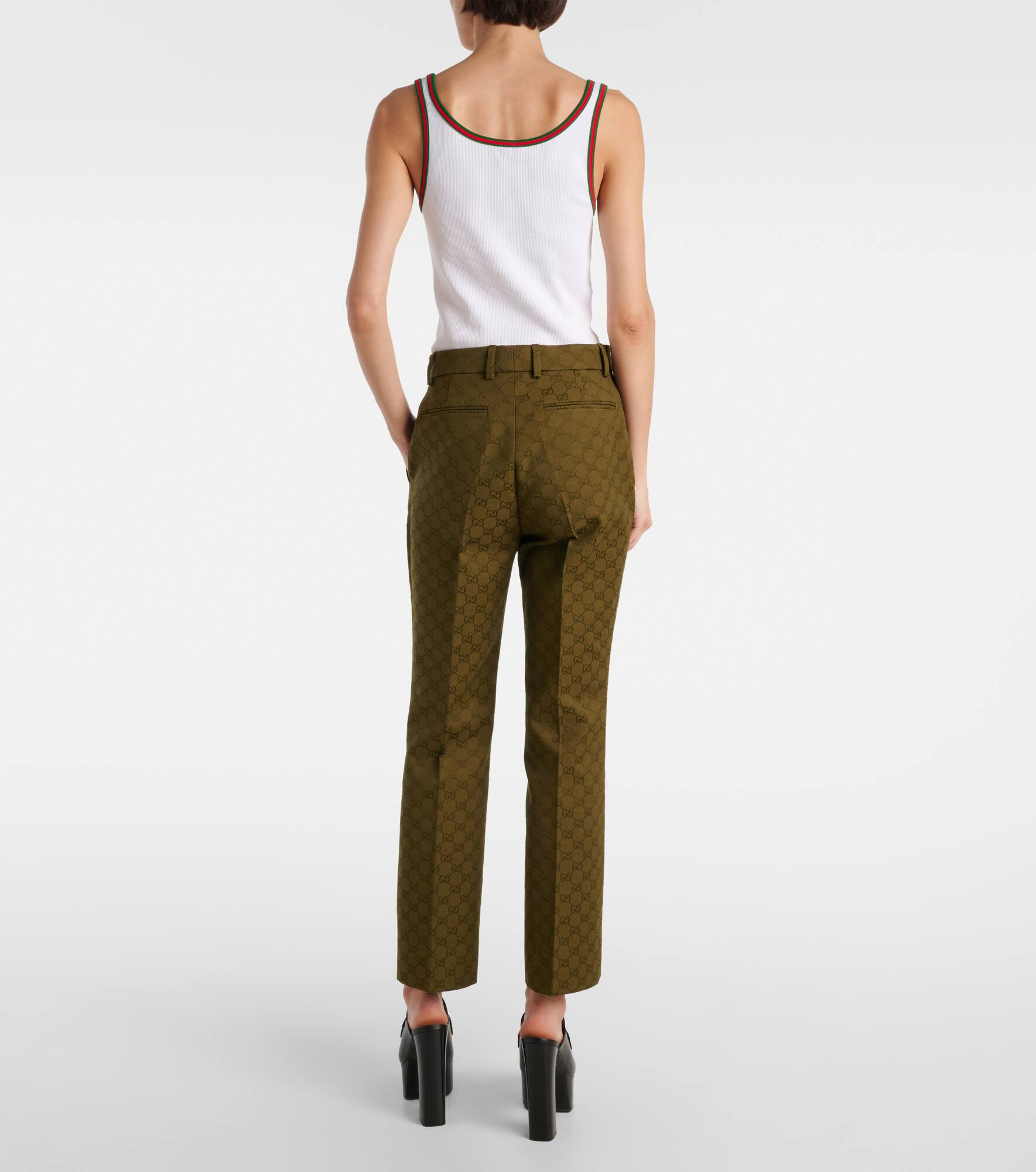 GG Canvas cotton-blend bootcut pants - 3