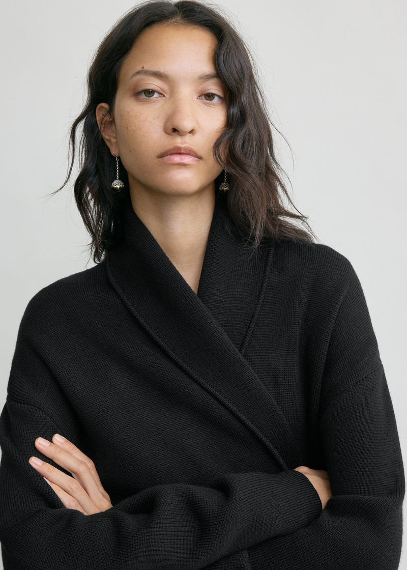 Shawl-lapel robe black 6