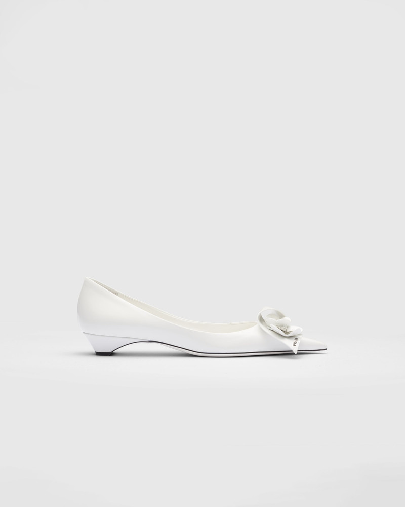 Prada Brushed leather pumps with floral appliqués outlook