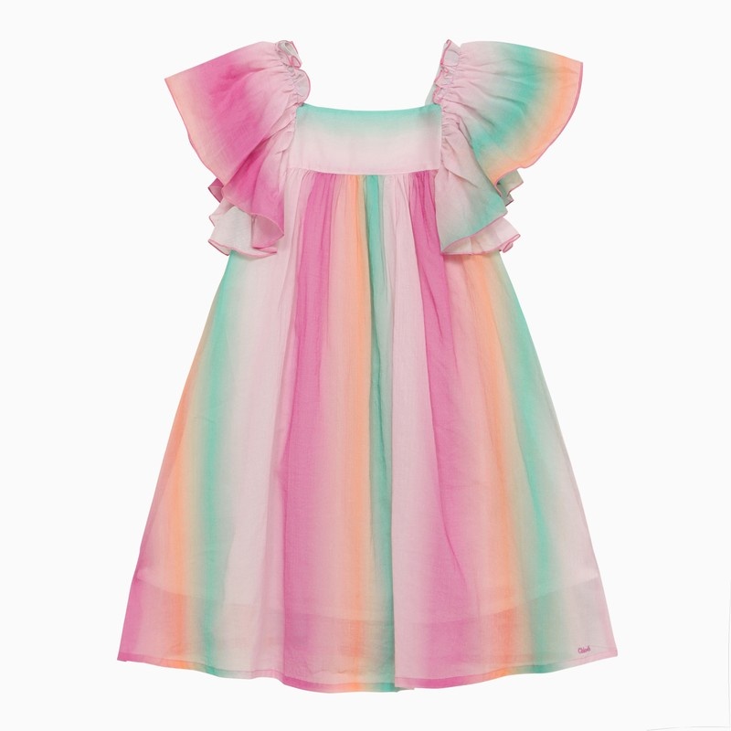 Multicoloured cotton dress with ruffles - 1