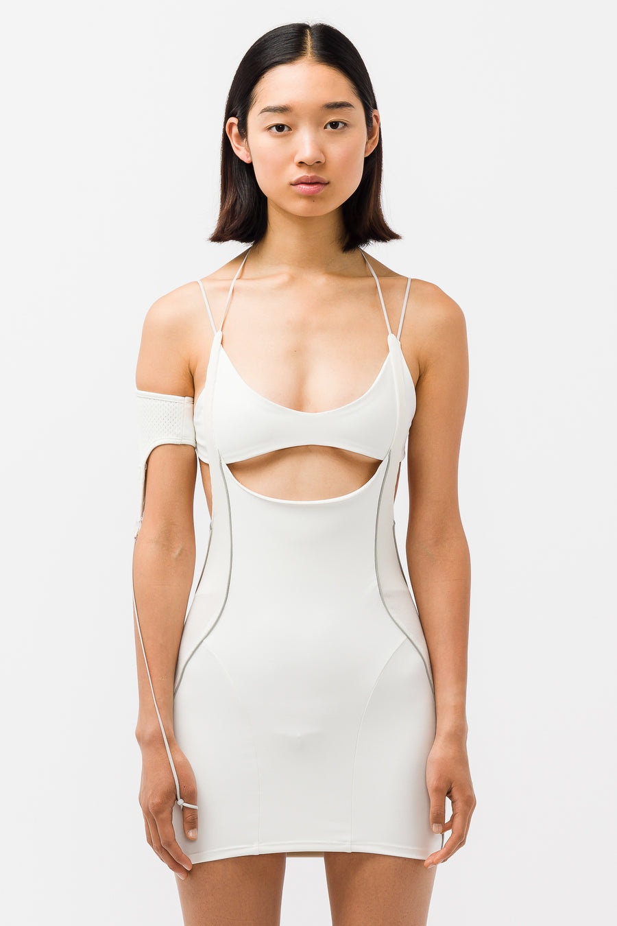 Racer Mini Dress in White - 1