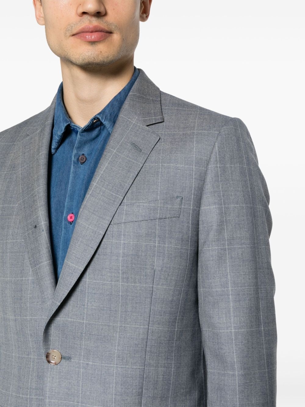 single-breasted check-pattern suit - 5