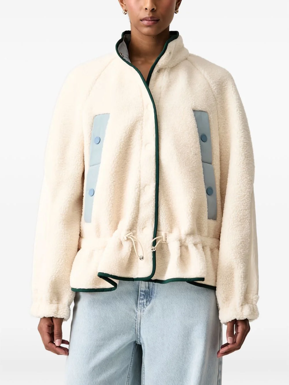 ruffle-trim fleece jacket - 1