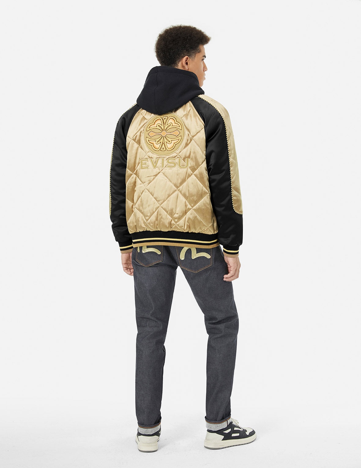 Kamon Beading Embroidery　Relax Fit Padded Souvenir Jacket - 3