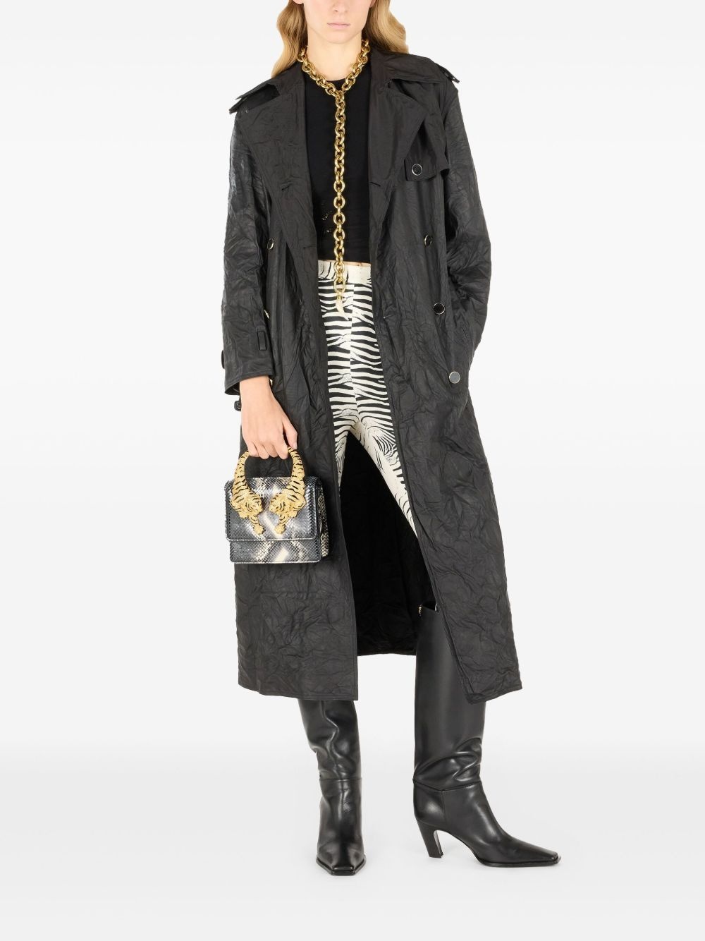 crinkled trench coat - 2