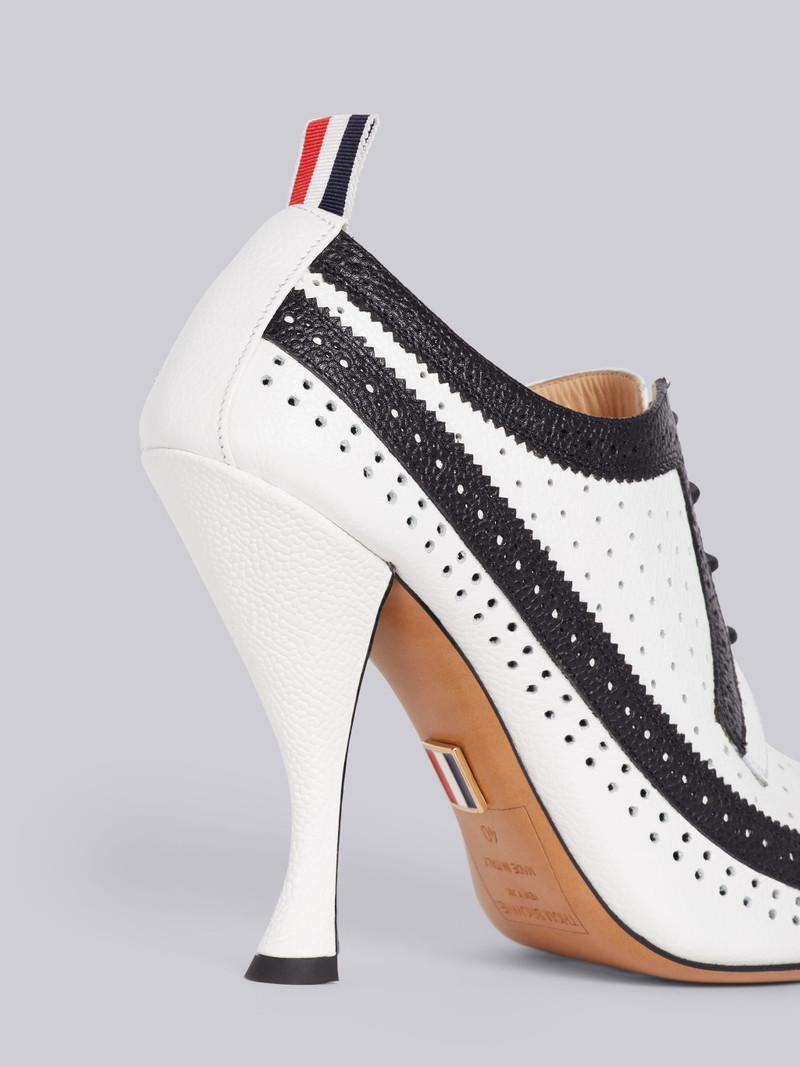 Thom Browne Black And White Pebbled Perforated Brogued Curved Heel outlook