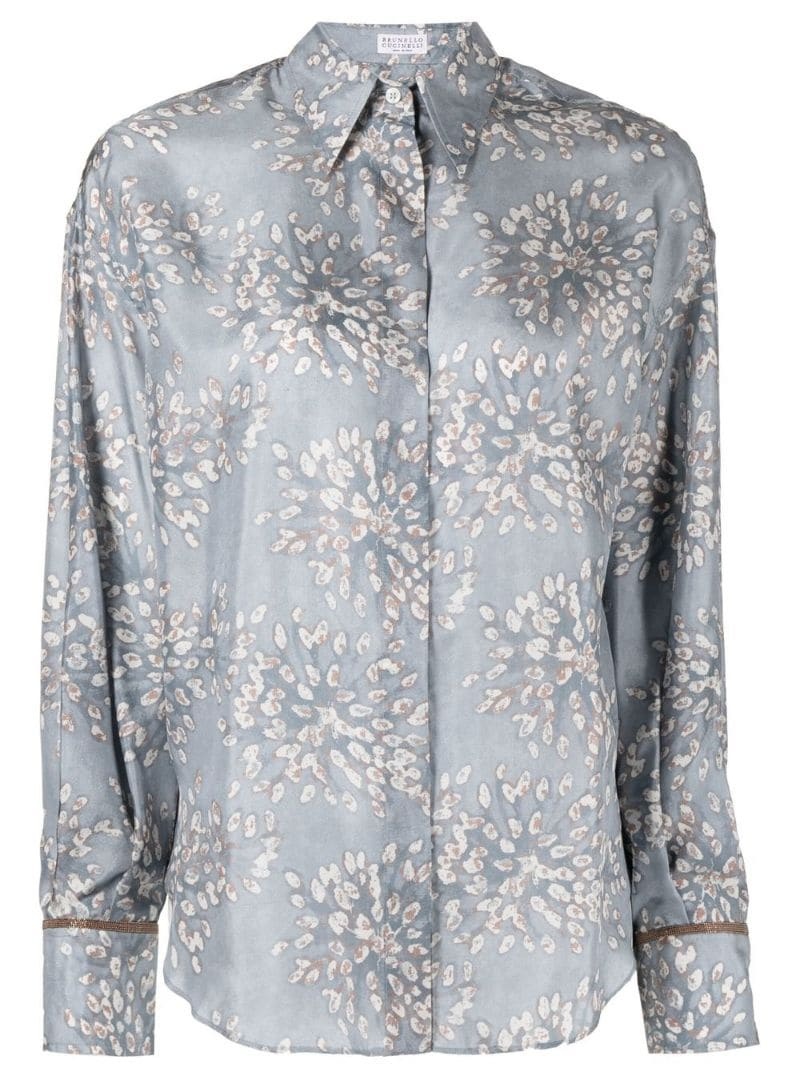 broderie anglaise-print silk blouse - 1