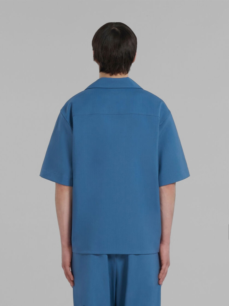 BLUE TROPICAL WOOL BOWLING SHIRT 3