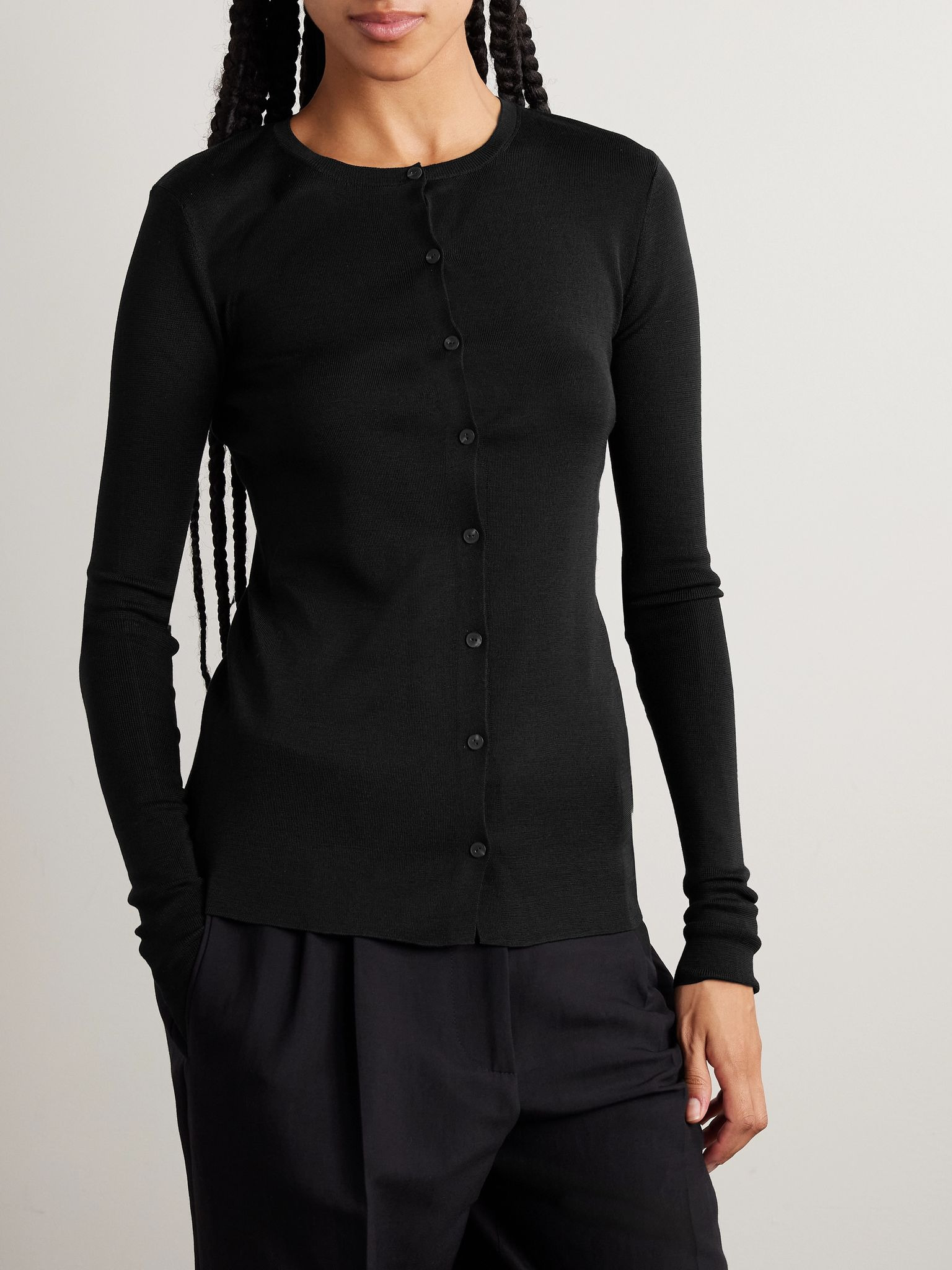 Josette silk cardigan Black - 3