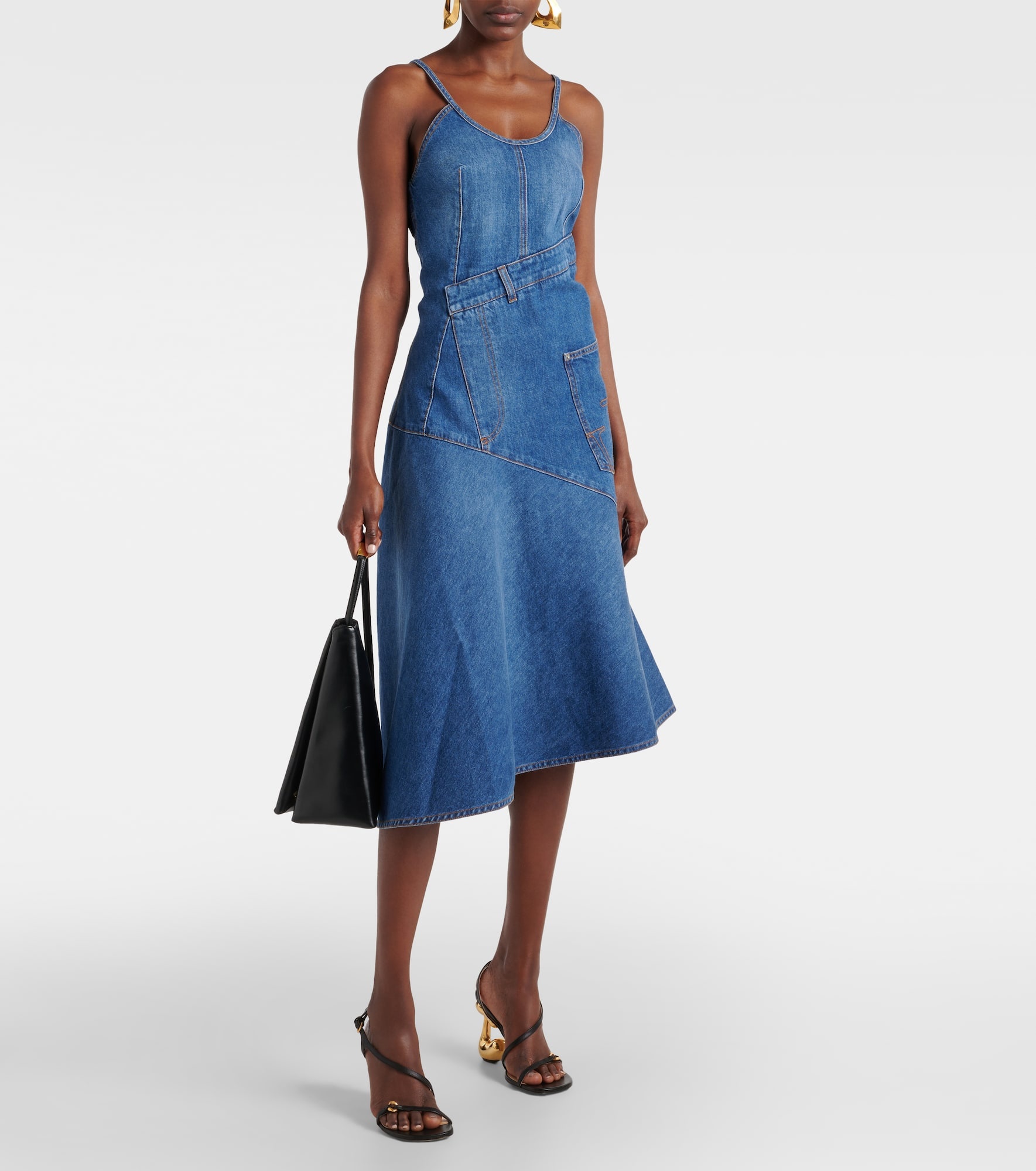 Asymmetric denim midi dress - 2