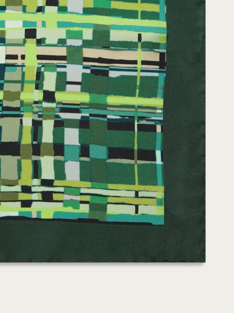 CHECK PRINT SILK FOULARD - 3