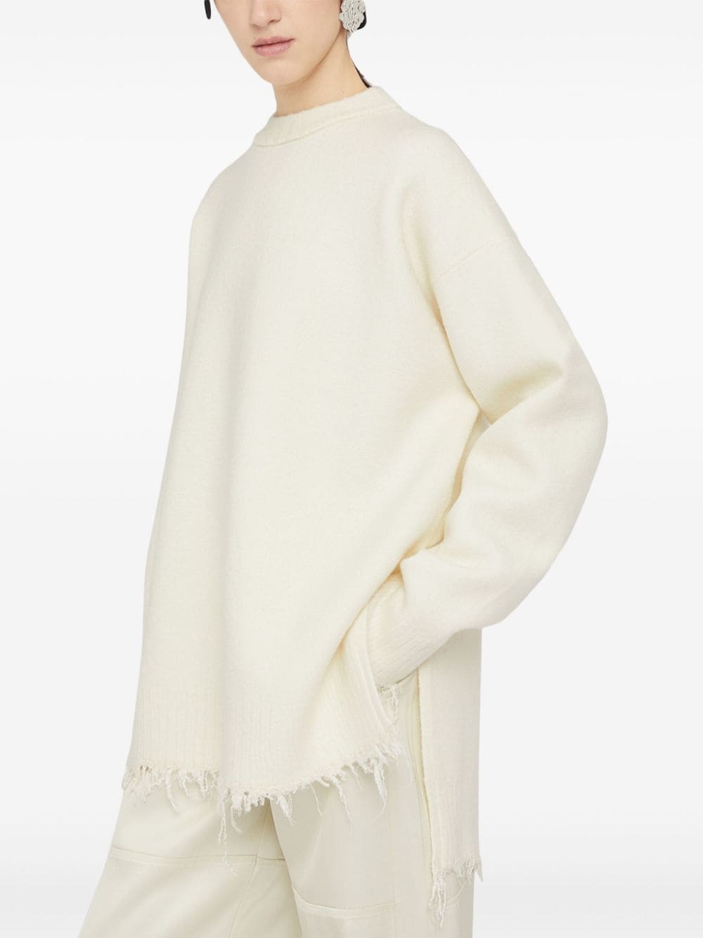 frayed-edge fine-knit jumper - 4
