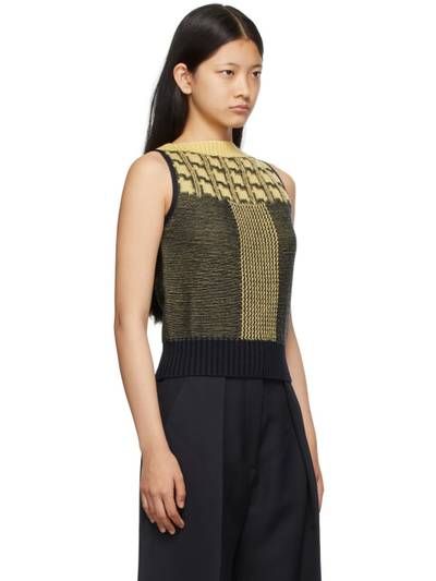 Victoria Beckham Yellow & Navy Merino Houndstooth Vest outlook