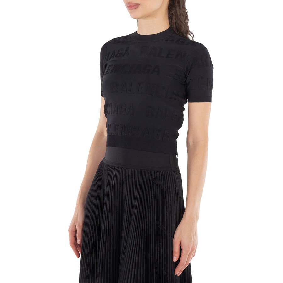 Balenciaga Ladies Bal Horizontal Allover Crop Top - 2