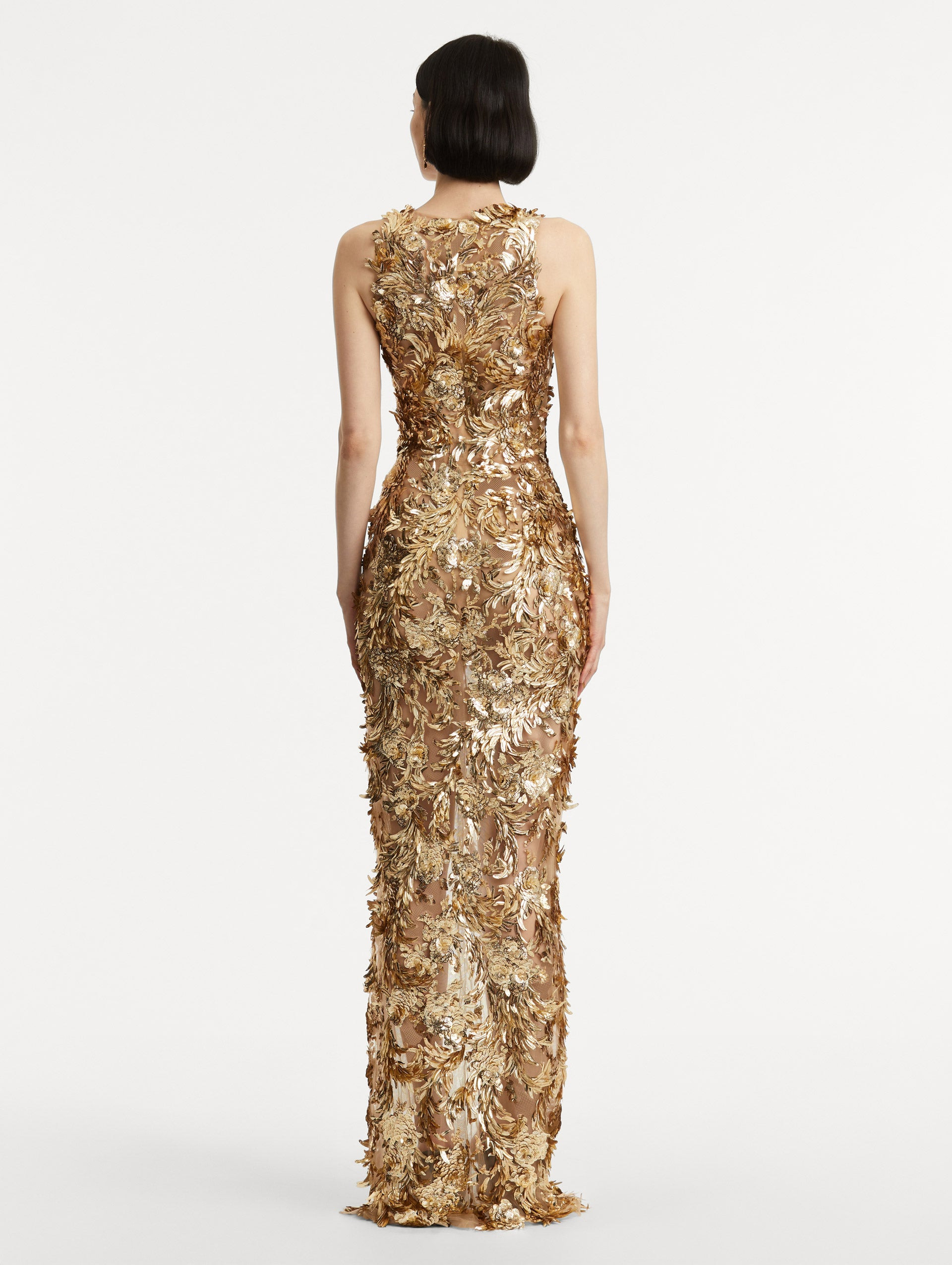 FEATHER EMBROIDERED GOWN - 3