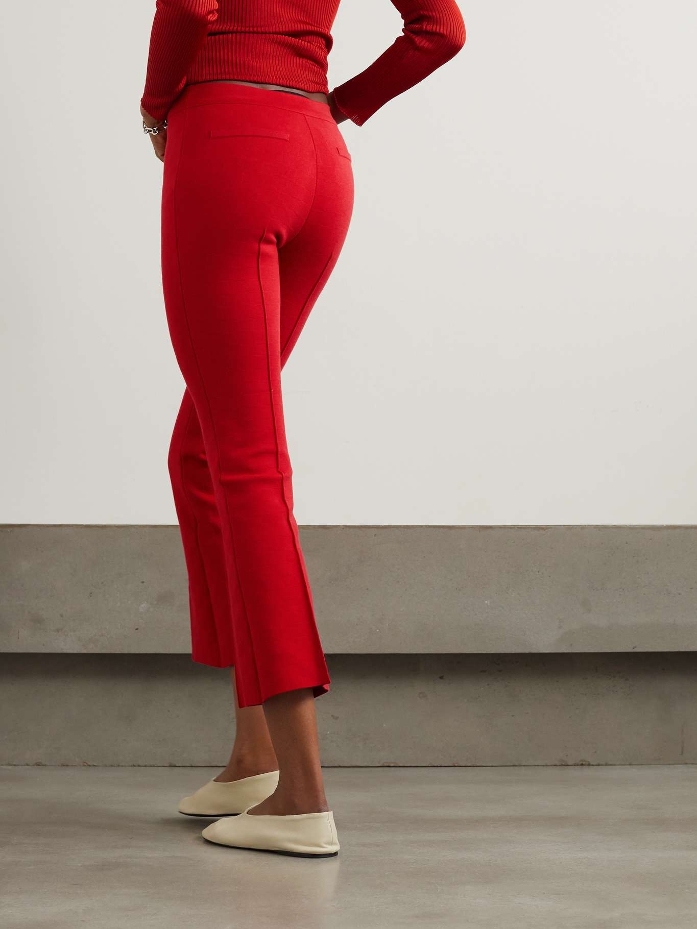 Kick cropped stretch-cotton flared pants - 4