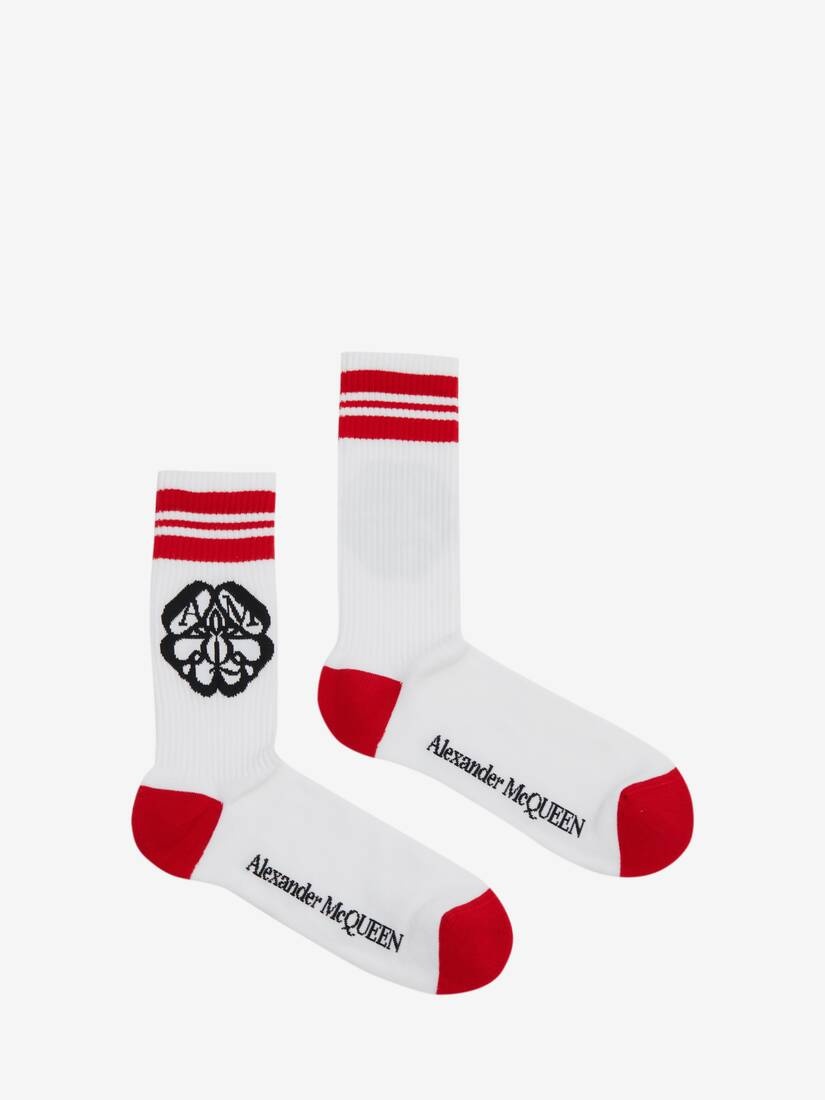 Men's Seal Logo Socks in White/red - 1