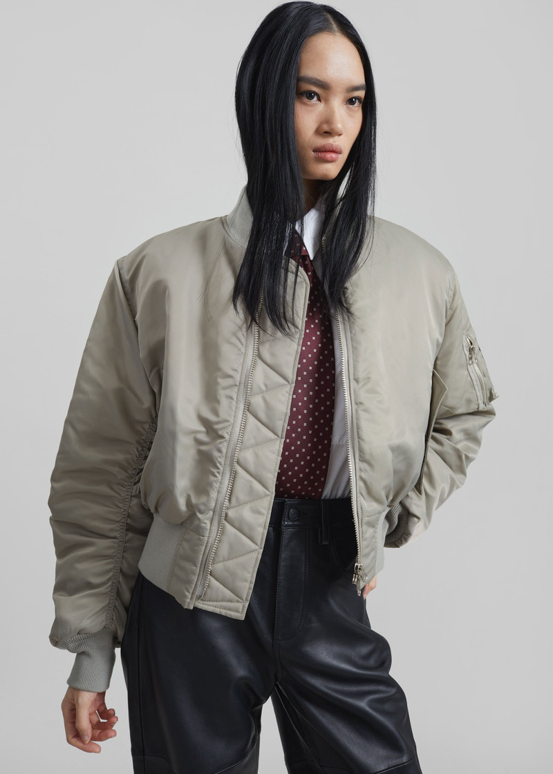 Zernez Cropped Bomber Jacket - Stone 6