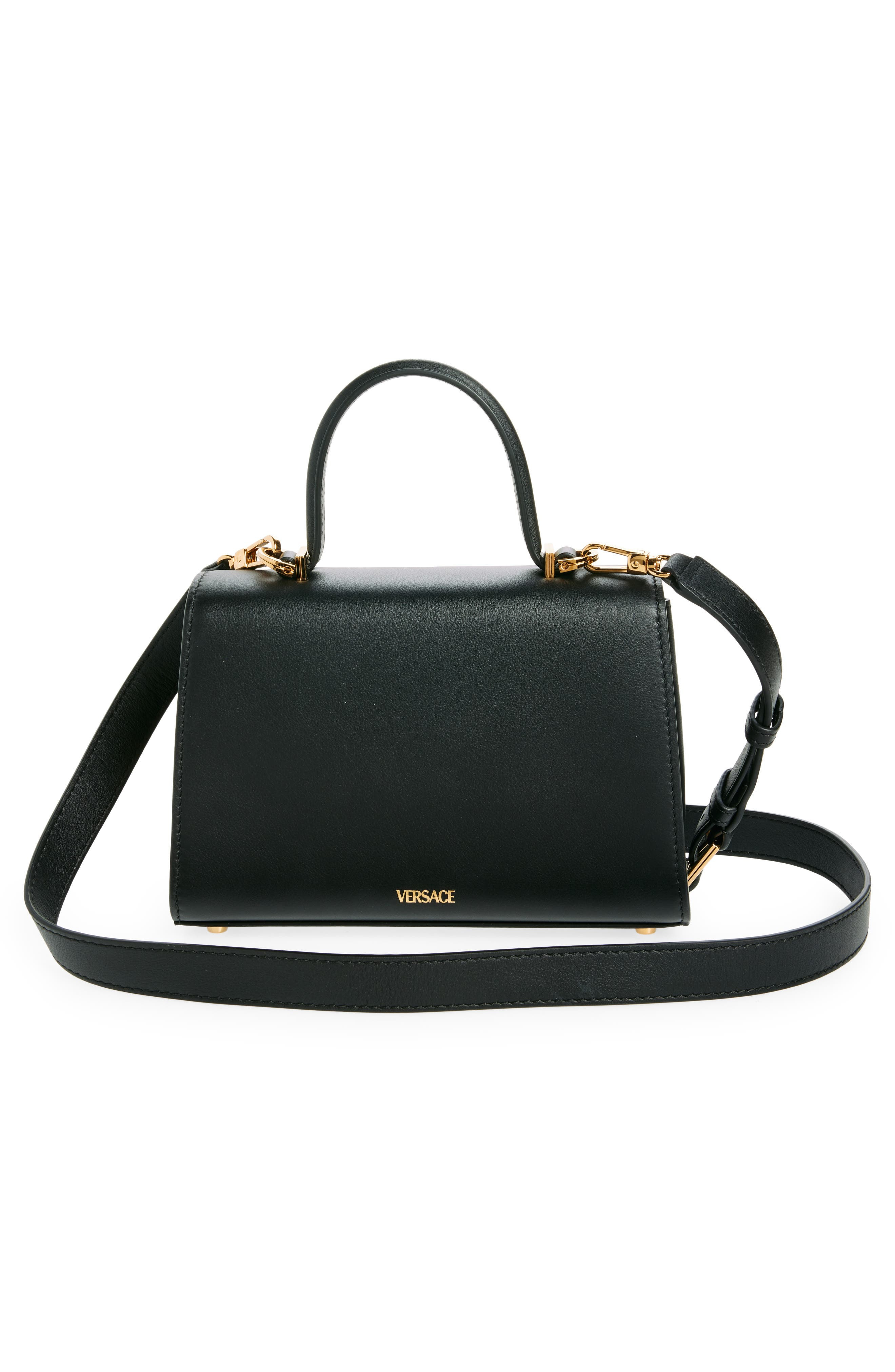 Versace Medusa Leather Top Handle Bag in Black-Versace Gold at Nordstrom - 4