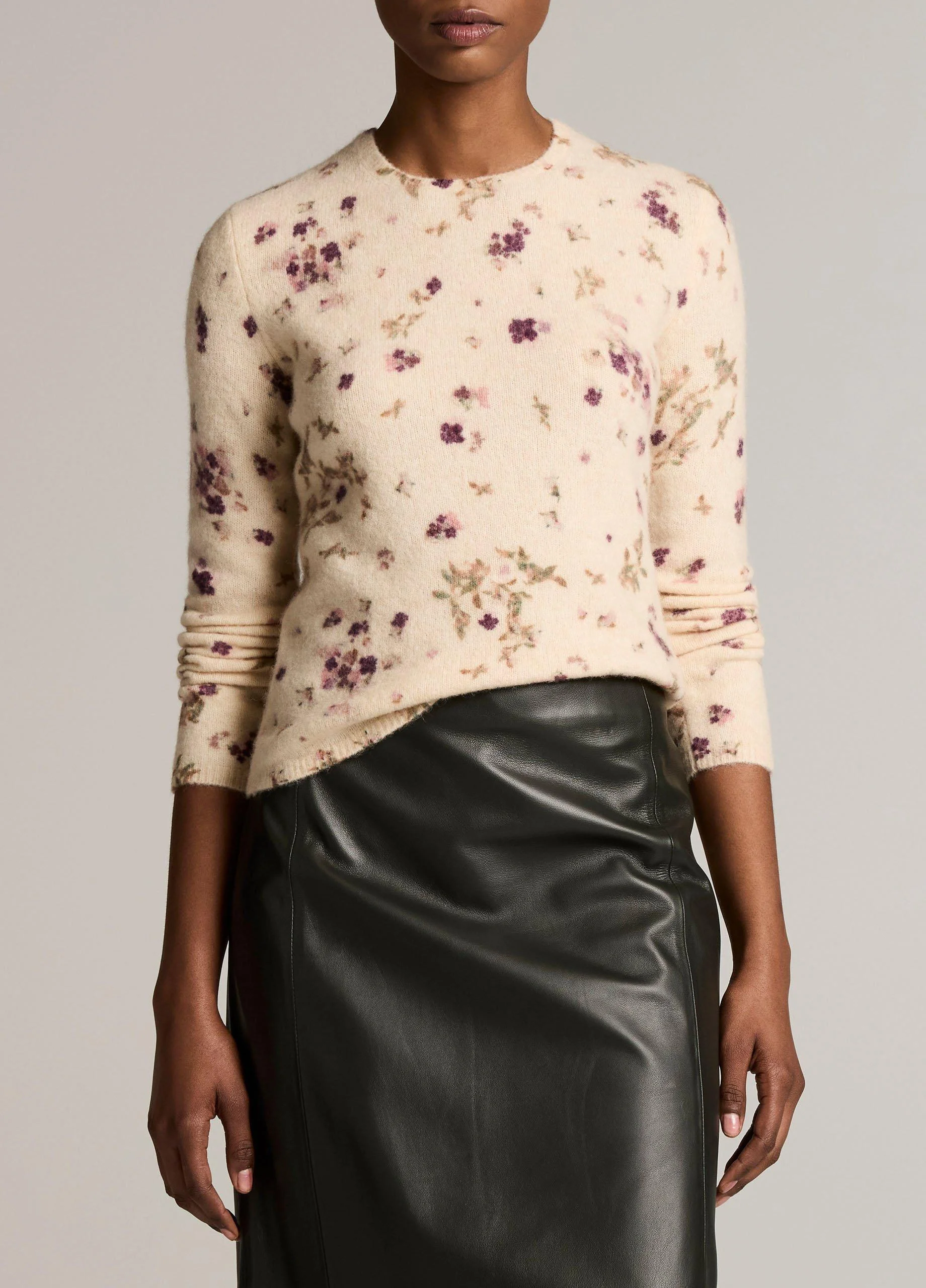 Printed Floral Italian Wool & Alpaca-Blend Sweater - 1