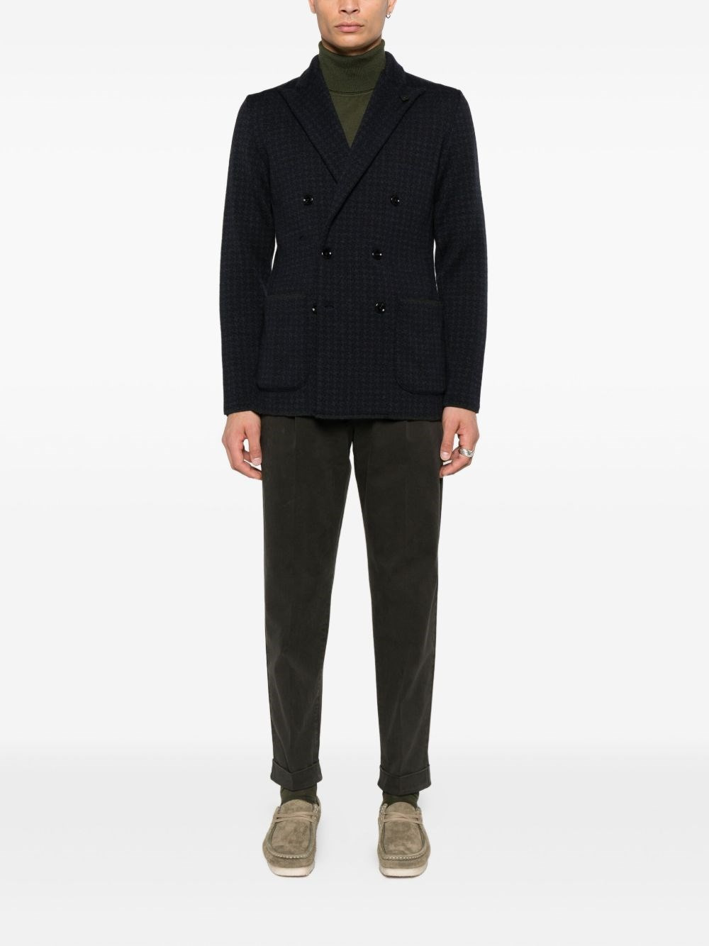 Double-breasted jacket with houndstooth pattern - 4