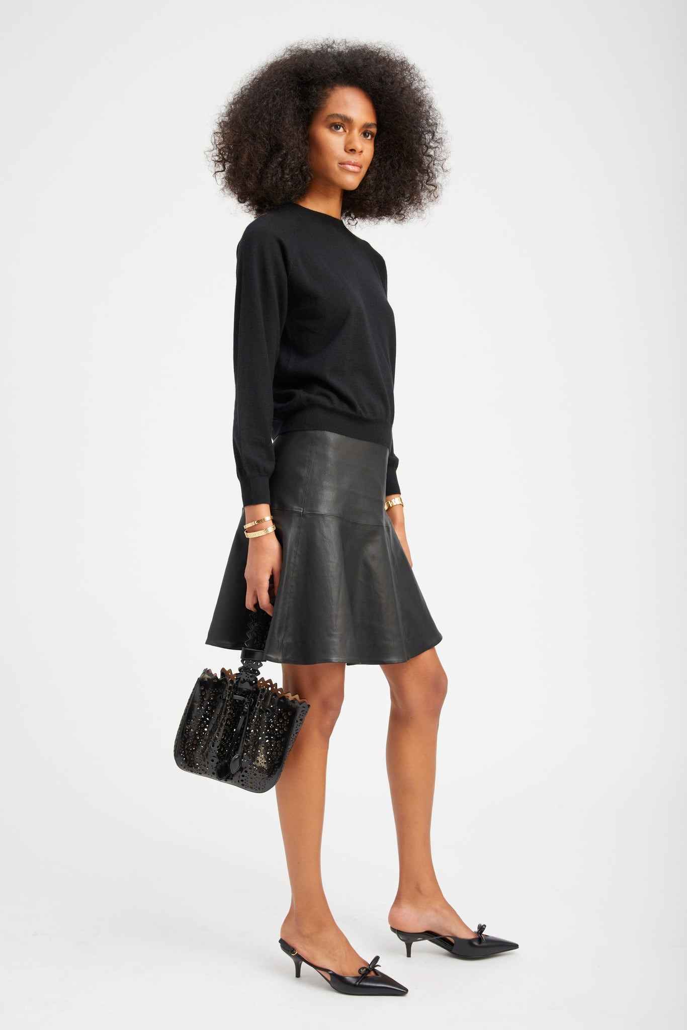BLACK CASHMERE RAGLAN SWEATER - 3