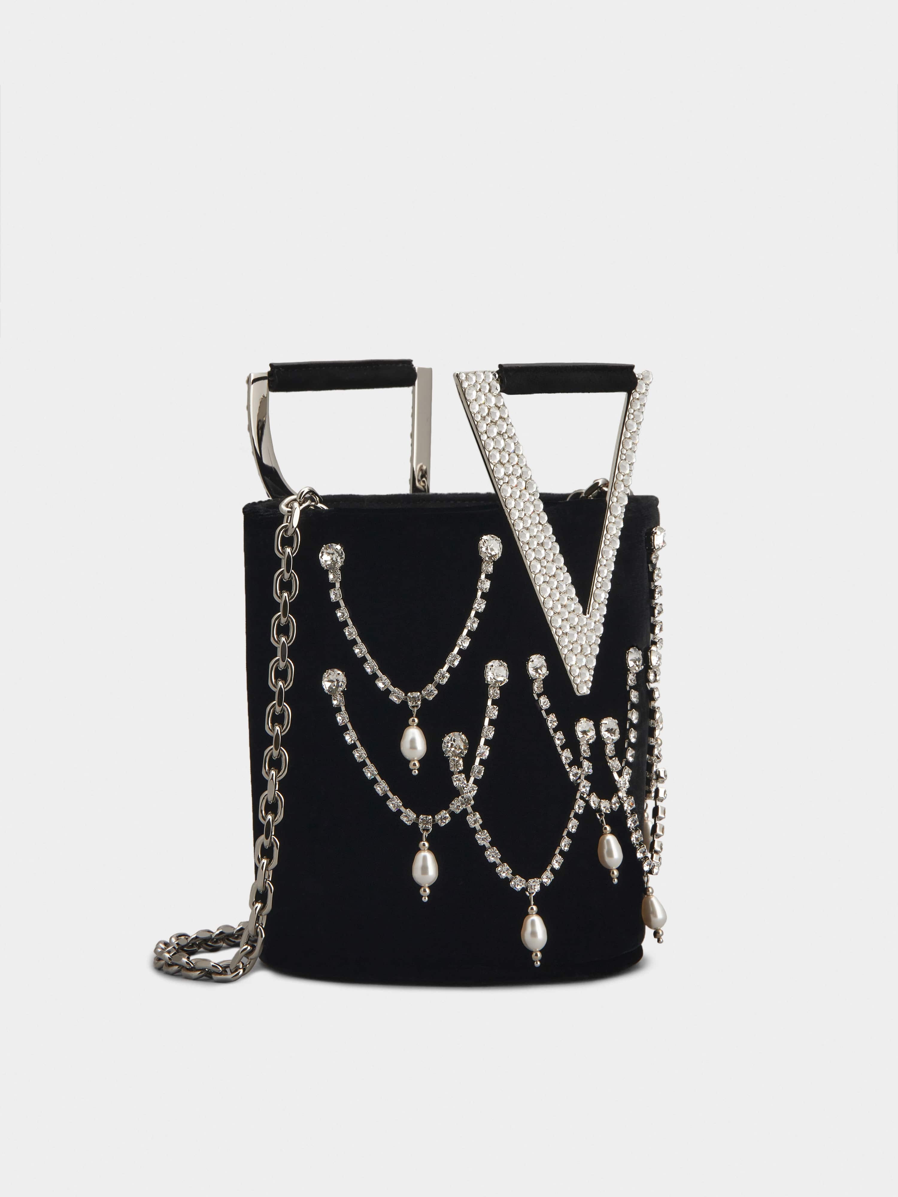 RV Strass Pendant Mini Bag in Velvet - 2