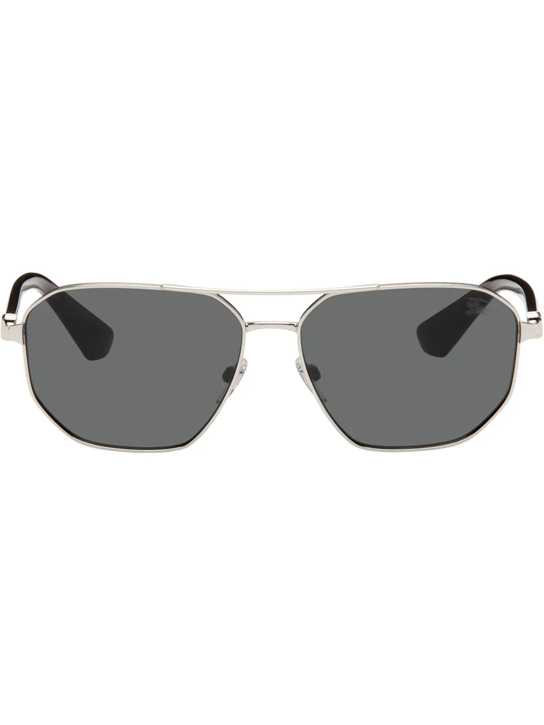 Silver Metal Shield Aviator Sunglasses - 1