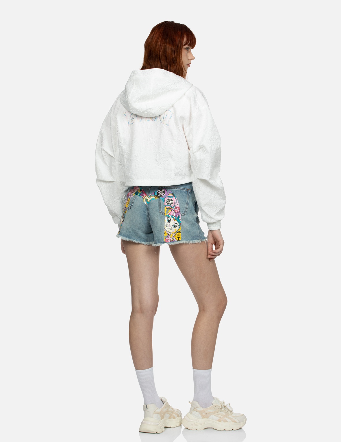 LOGO EMBROIDERY TEXTURED CROPPED FASHION FIT WINDBREAKER - 3