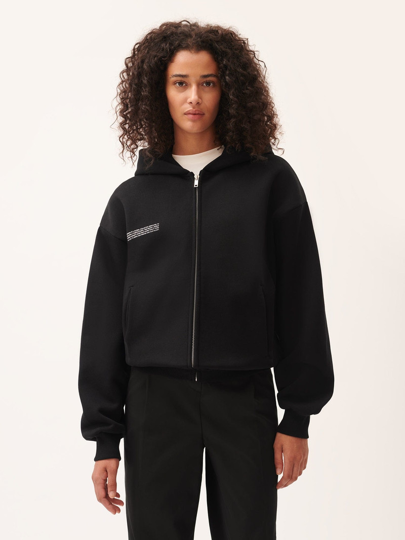 PANGAIA Womens DNA Heavyweight Zipped Hoodie - Black outlook