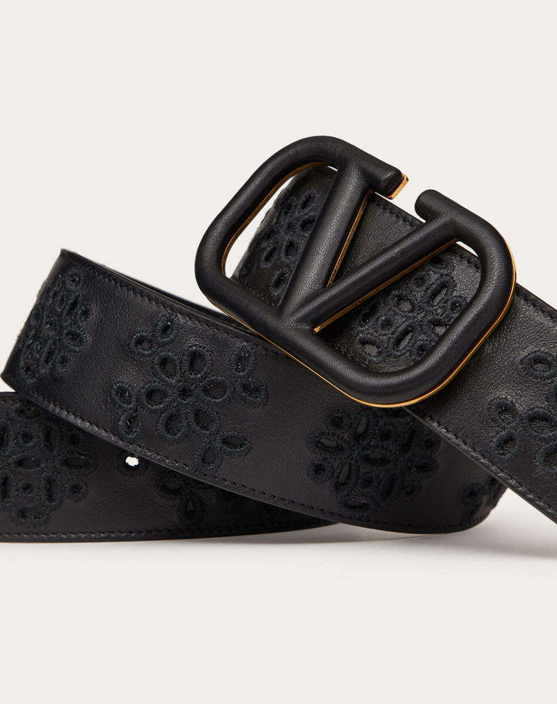Valentino VLOGO SIGNATURE BELT IN CALFSKIN WITH SAN GALLO EMBROIDERY 40 MM outlook