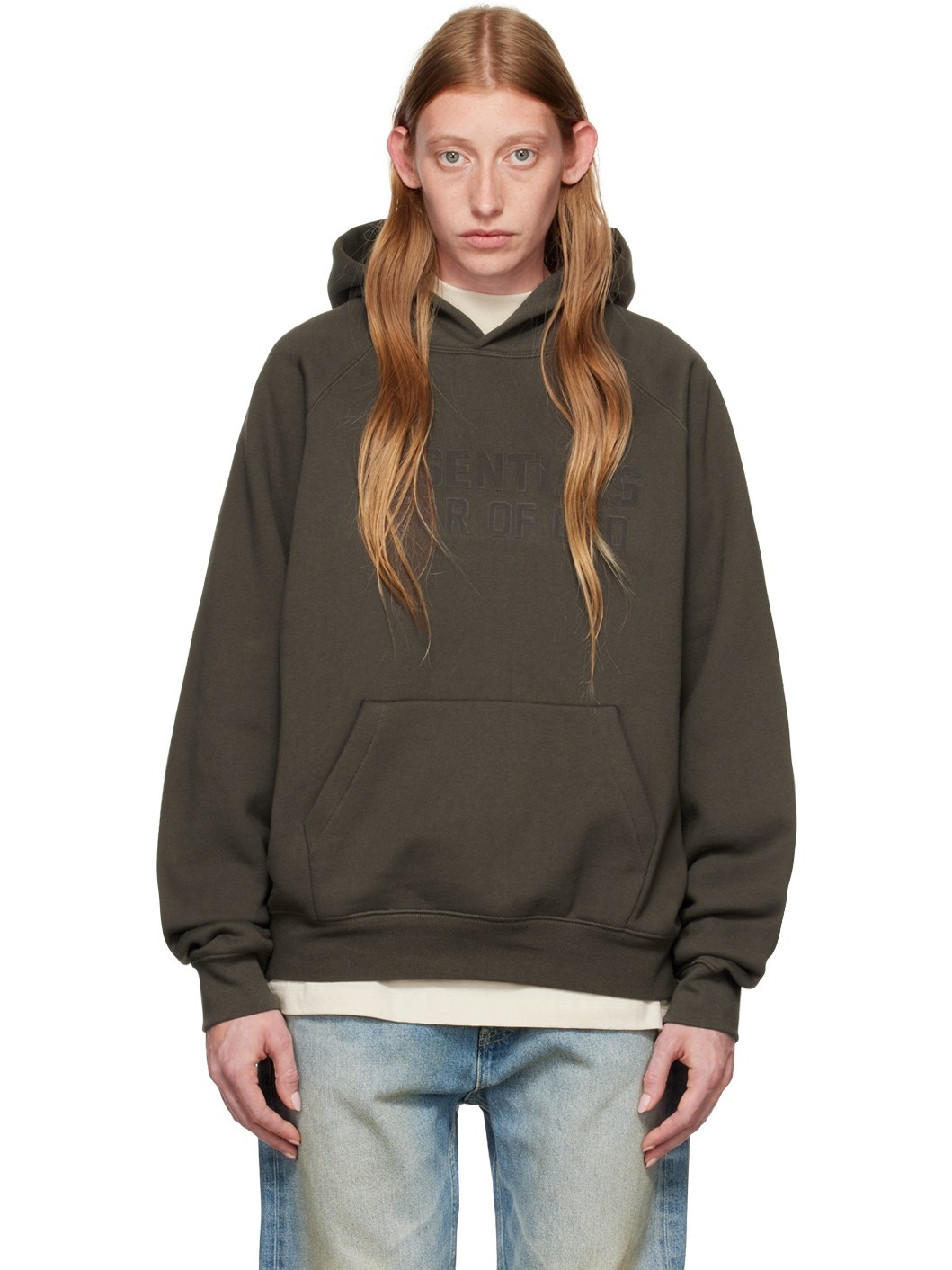 ESSENTIALS Gray Raglan Hoodie ssense REVERSIBLE