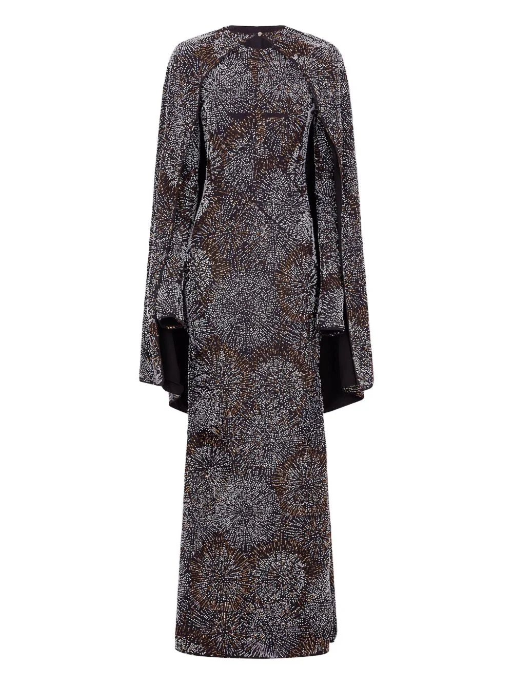 long-sleeve pearl crepe dress - 1