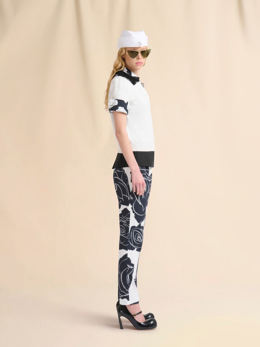 WHITE POPLIN CAPRI TROUSERS WITH CYBELE PRINT - 5