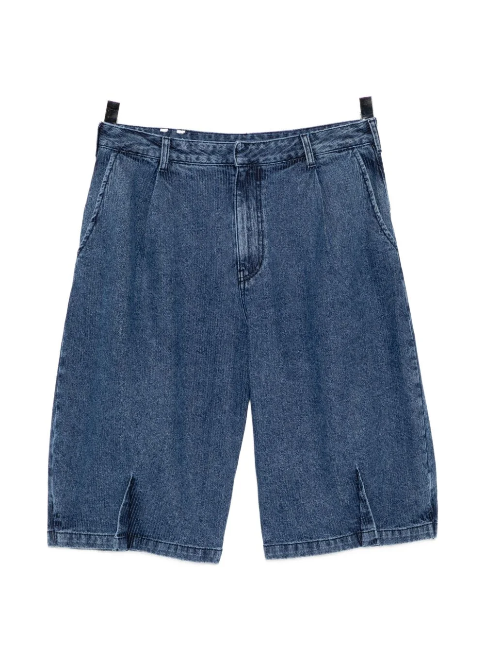 pleated denim shorts - 1