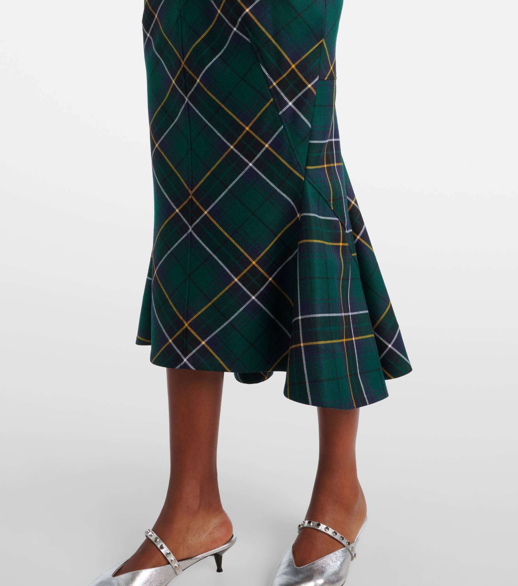 Tartan wool midi skirt - 5