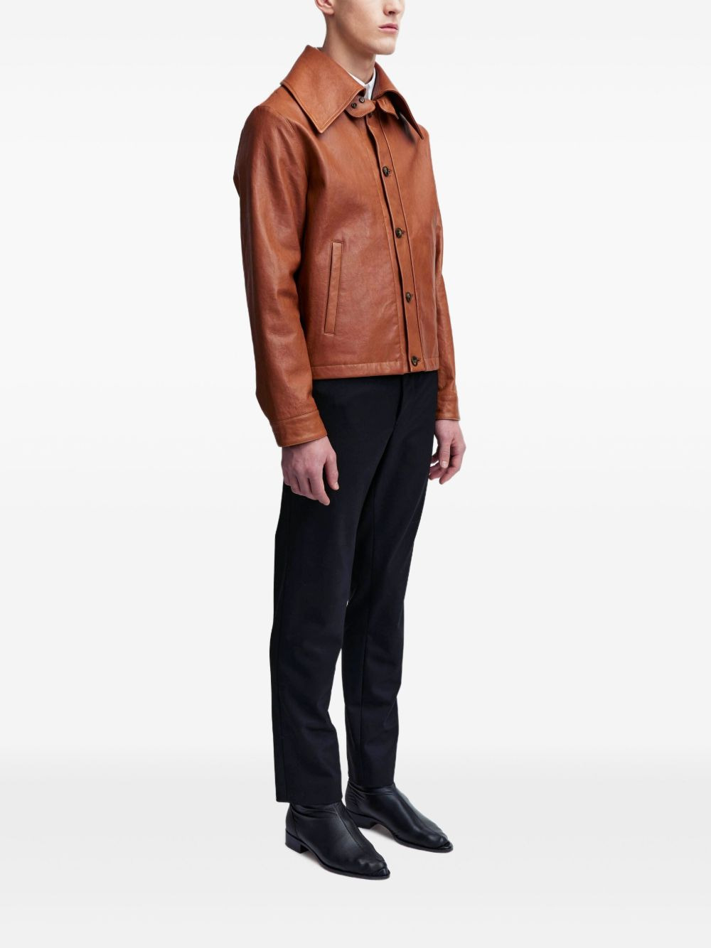 Haeto single-breasted leather jacket - 3