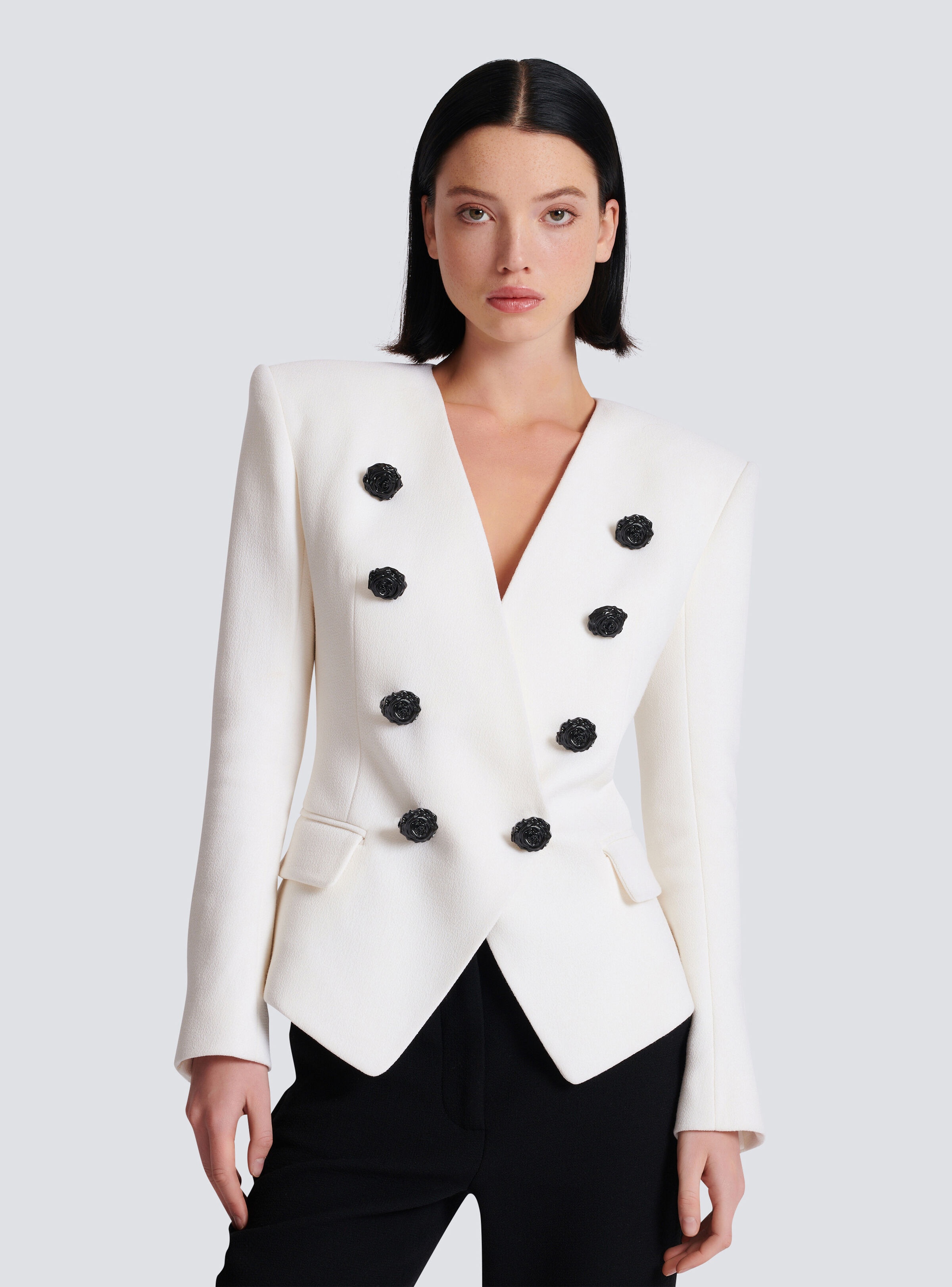 8-button double crepe jacket - 7