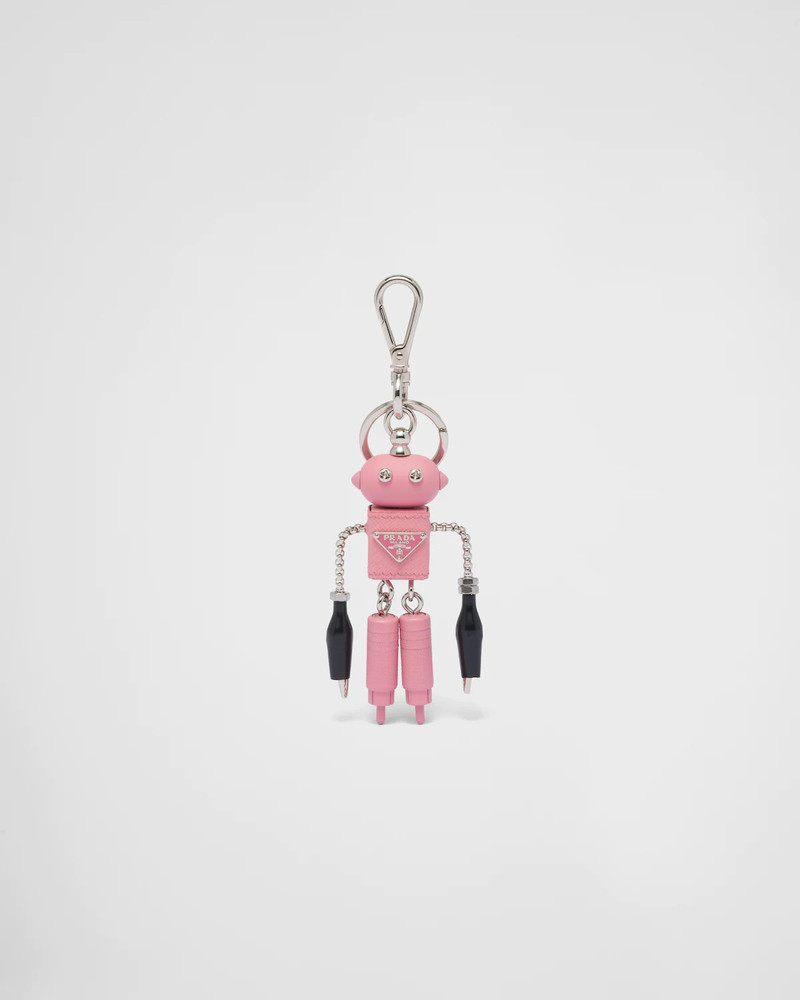 Saffiano leather robot trick keychain 1
