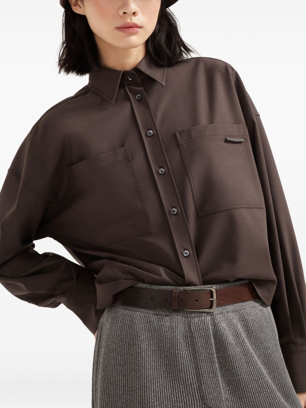 Monili-detail shirt - 5