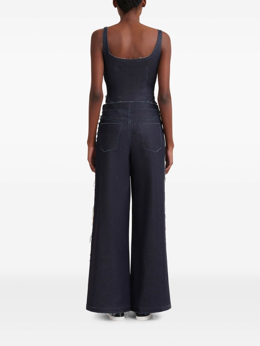 stretch-cotton wide-leg jeans - 4