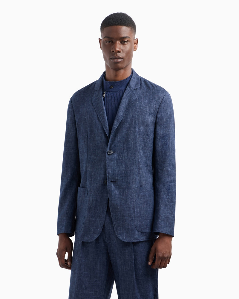 WOOL AND SILK CANVAS SINGLE-BREASTED JACKET 2