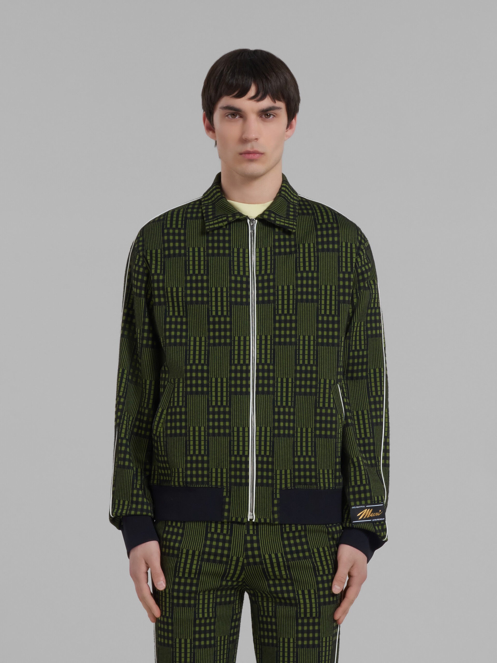 GREEN JERSEY JACKET WITH CHECKS AND STRIPES - 2