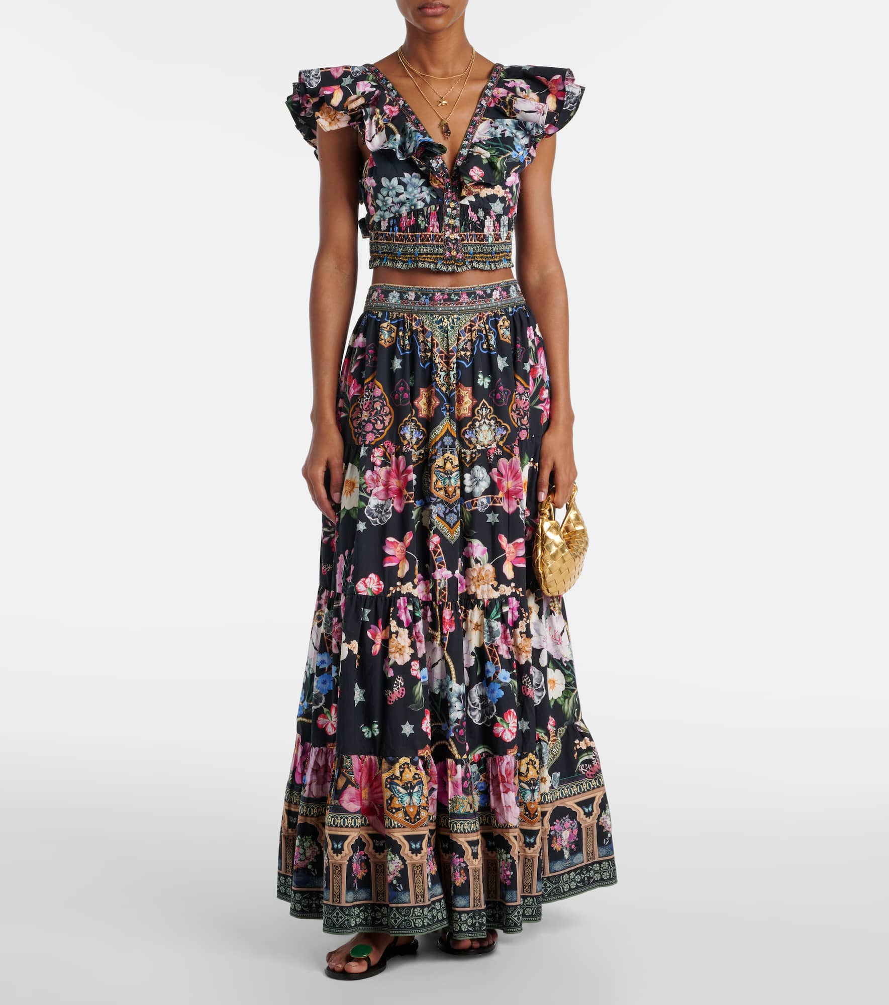 Crystal-embellished poplin maxi skirt - 2