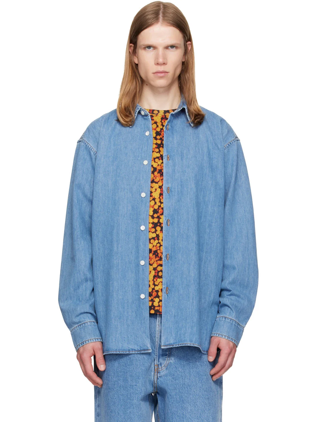 Blue Loose Denim Shirt - 1